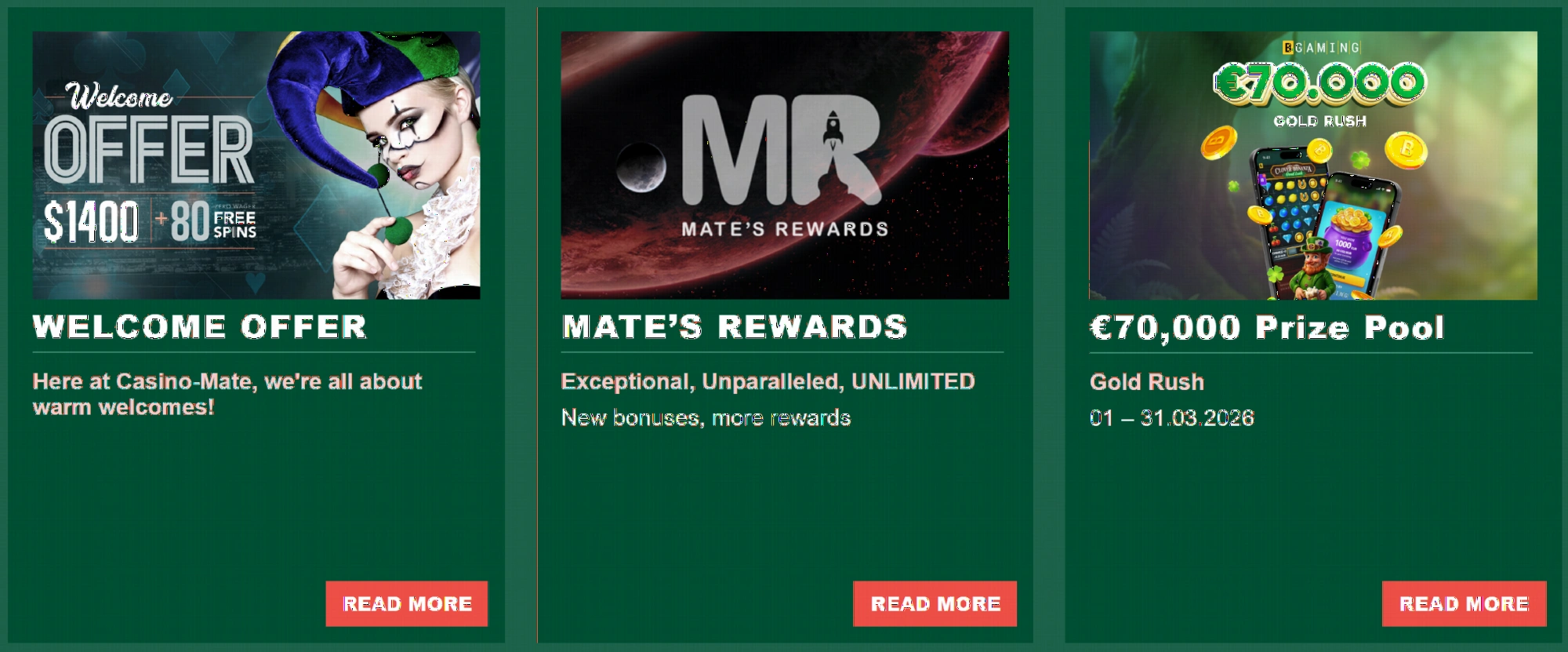 Casino Mate promotions and bonus offers